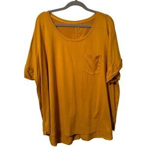 Wonderly Studio Womens Mustard Yellow Size 4X Loose Fit Top With Pocket shirt